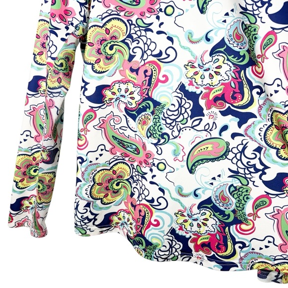 SanSoleil UPF 50+ Cooling Floral‎ Paisley Mesh Detail Long Sleeve Quarter Zip Lg - Picture 6 of 10